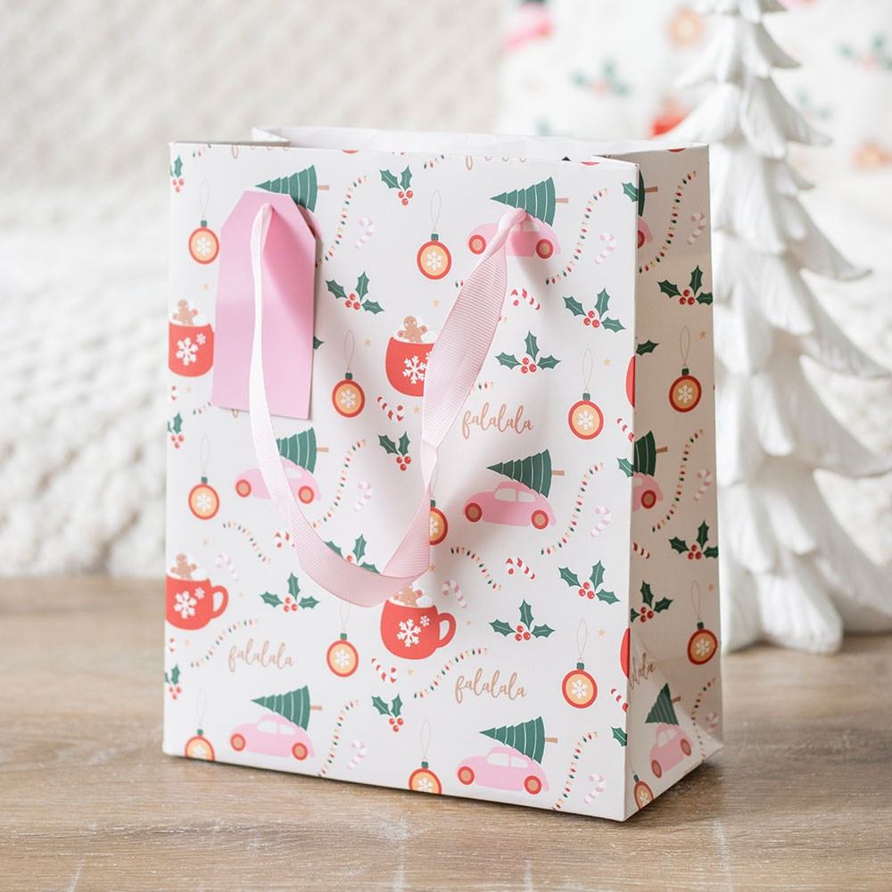 Something Different - 23cm Medium Sugarplum Fun Christmas Print Geschenktasche - Mehrfarben
